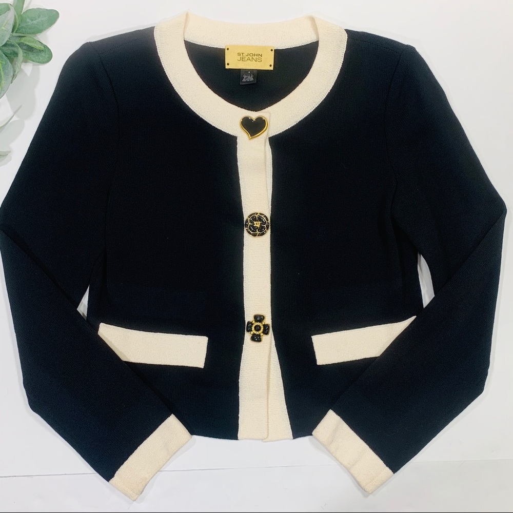 St. John Jeans | Black and Cream 3 Button Cardigan